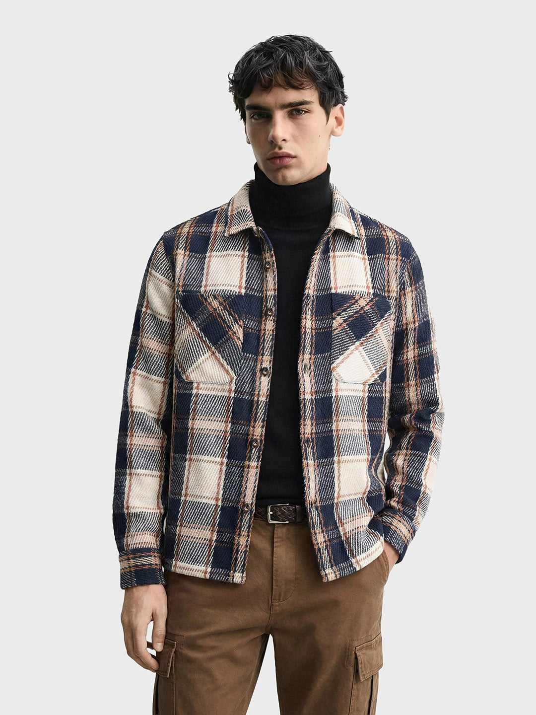 Men's Blue Regular Fit Checked Casual Shirt