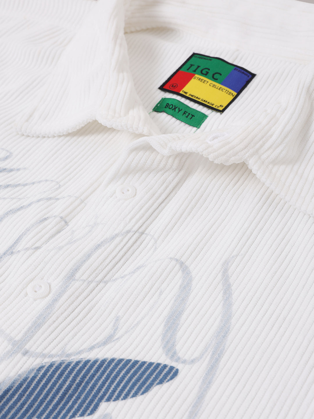 Men's White Boxy Fit Graphic Street Shirt