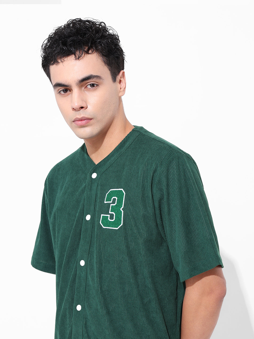Men's Dark Green Boxy Fit Graphic Street Shirt