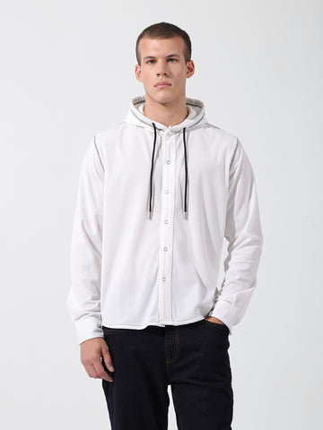 Men's White Regular Fit Solid Street Shirt