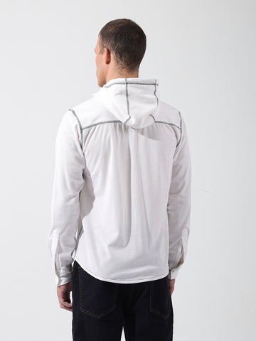 Men's White Regular Fit Solid Street Shirt