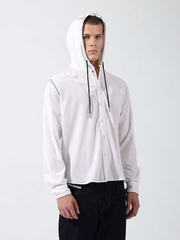 Men's White Regular Fit Solid Street Shirt