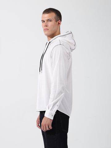Men's White Regular Fit Solid Street Shirt