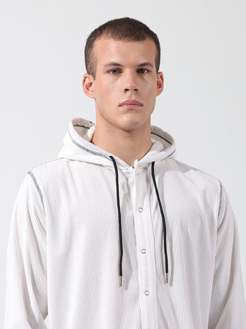 Men's White Regular Fit Solid Street Shirt