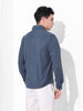 Men's Steel Blue Regular Fit Solid Casual Shirt