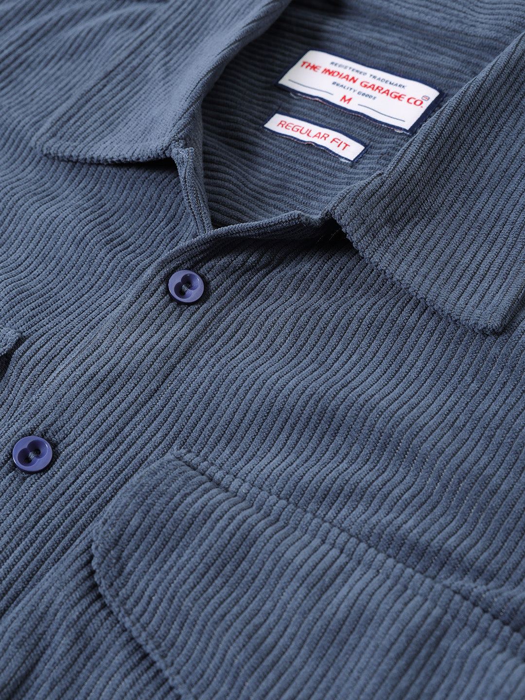 Men's Steel Blue Regular Fit Solid Casual Shirt