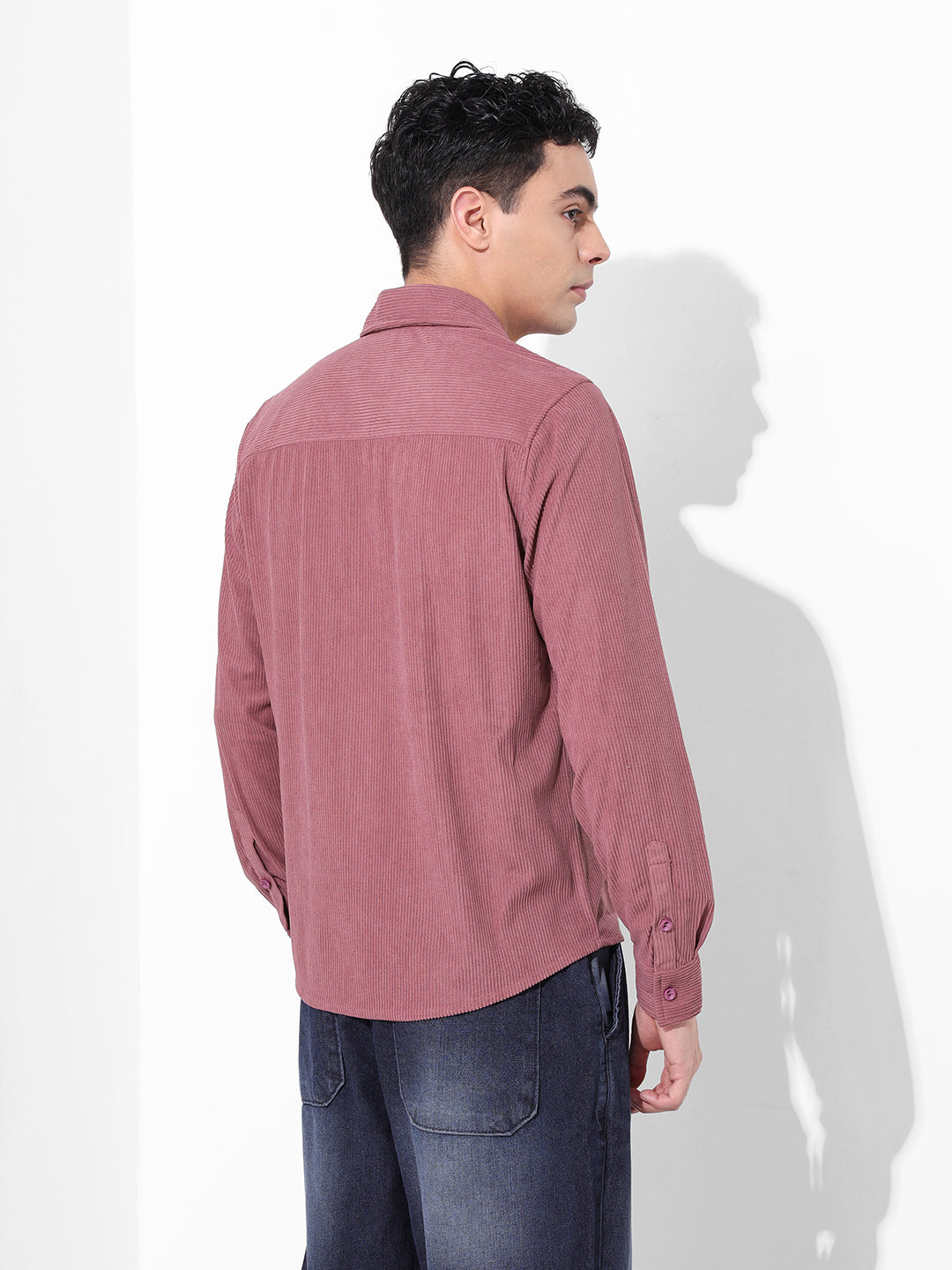 Men's Dusty Pink Regular Fit Solid Casual Shirt