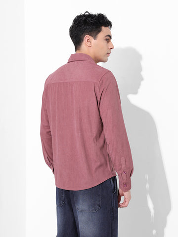 Men's Dusty Pink Regular Fit Solid Casual Shirt