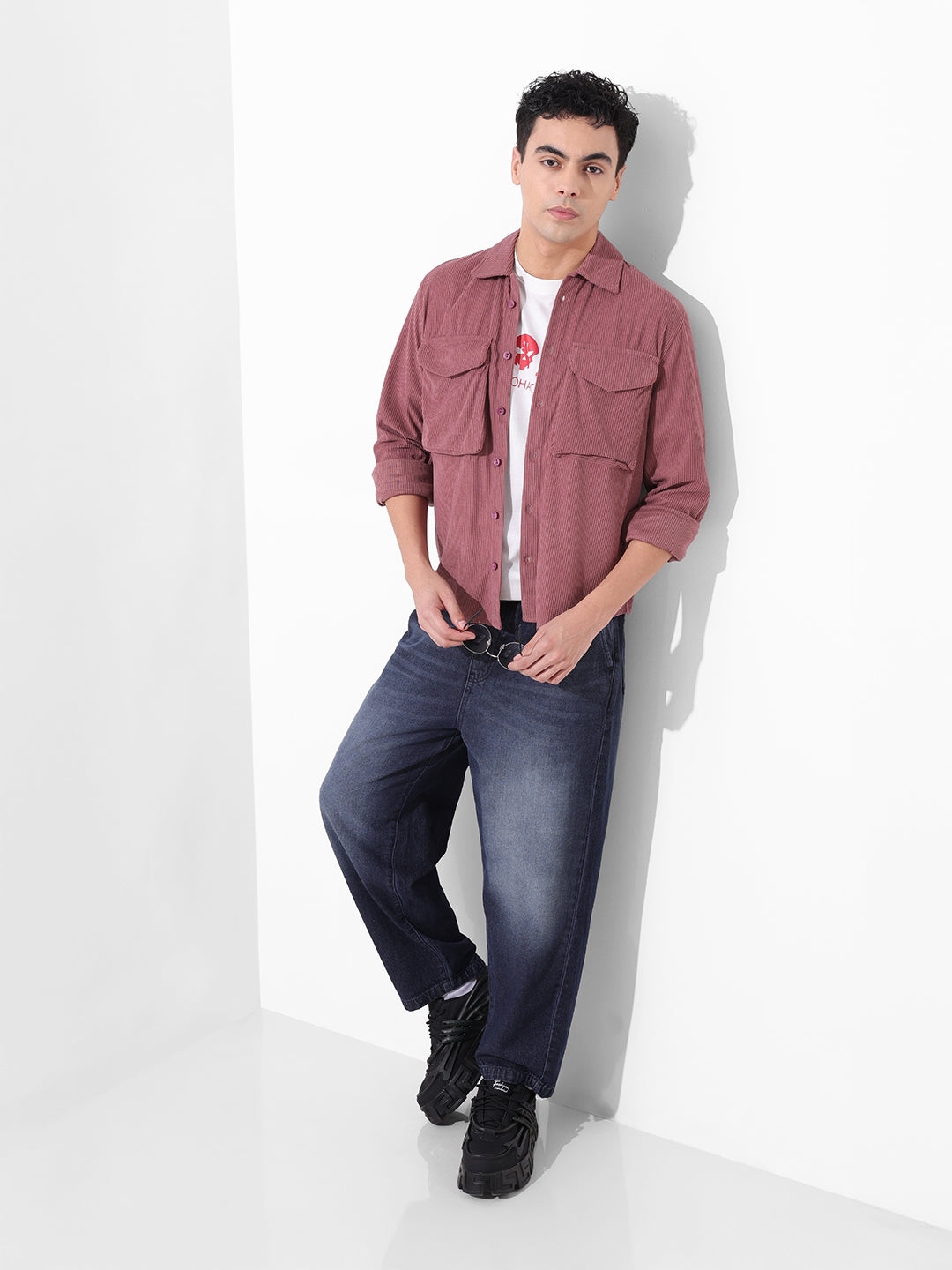 Men's Dusty Pink Regular Fit Solid Casual Shirt