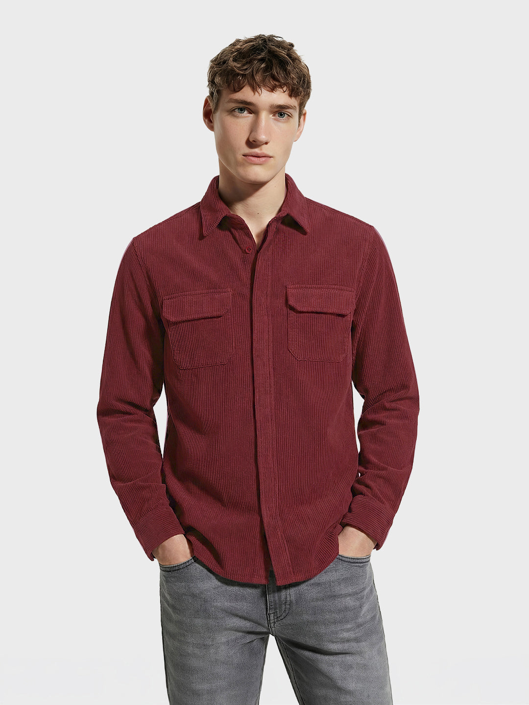 Men's Maroon Regular Fit Solid Casual Shirt