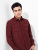 Men's Maroon Regular Fit Solid Casual Shirt