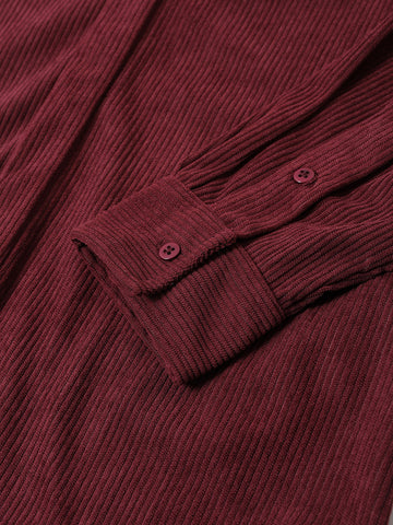 Men's Maroon Regular Fit Solid Casual Shirt