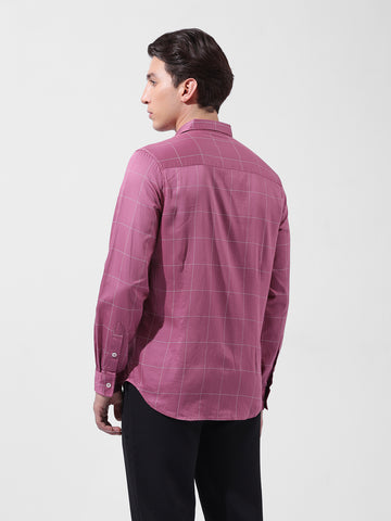 Men's Pink Slim Fit Checked Casual Shirt