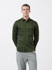Men's Olive Slim Fit Checked Casual Shirt