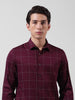 Men's Maroon Slim Fit Checked Casual Shirt