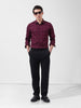 Men's Maroon Slim Fit Checked Casual Shirt