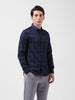 Men's Navy Blue Slim Fit Checked Casual Shirt