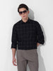 Men's Black Slim Fit Checked Casual Shirt