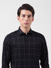 Men's Black Slim Fit Checked Casual Shirt