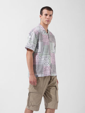 Men's Multicolor Relaxed Fit Printed Resort Wear Shirt