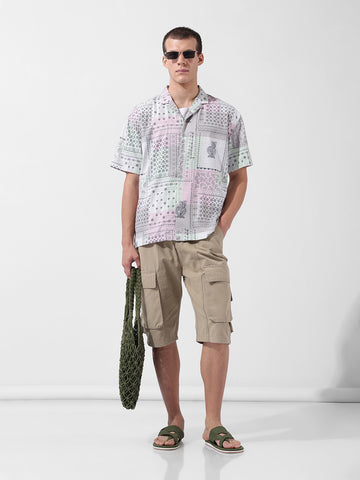 Men's Multicolor Relaxed Fit Printed Resort Wear Shirt