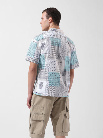 Men's Multicolor Relaxed Fit Printed Resort Wear Shirt