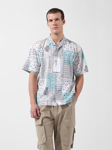 Men's Multicolor Relaxed Fit Printed Resort Wear Shirt