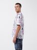 Men's White Relaxed Fit Printed Resort Wear Shirt