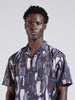 Men's Black Relaxed Fit Printed Resort Wear Shirt