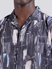 Men's Black Relaxed Fit Printed Resort Wear Shirt