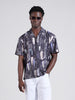 Men's Black Relaxed Fit Printed Resort Wear Shirt