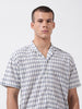 Men's Blue Relaxed Fit Solid Resort Wear Shirt