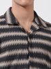 Men's Beige Relaxed Fit Textured Textured Shirt