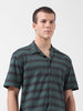 Men's Green Relaxed Fit Textured Resort Wear Shirt