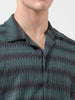 Men's Green Relaxed Fit Textured Resort Wear Shirt