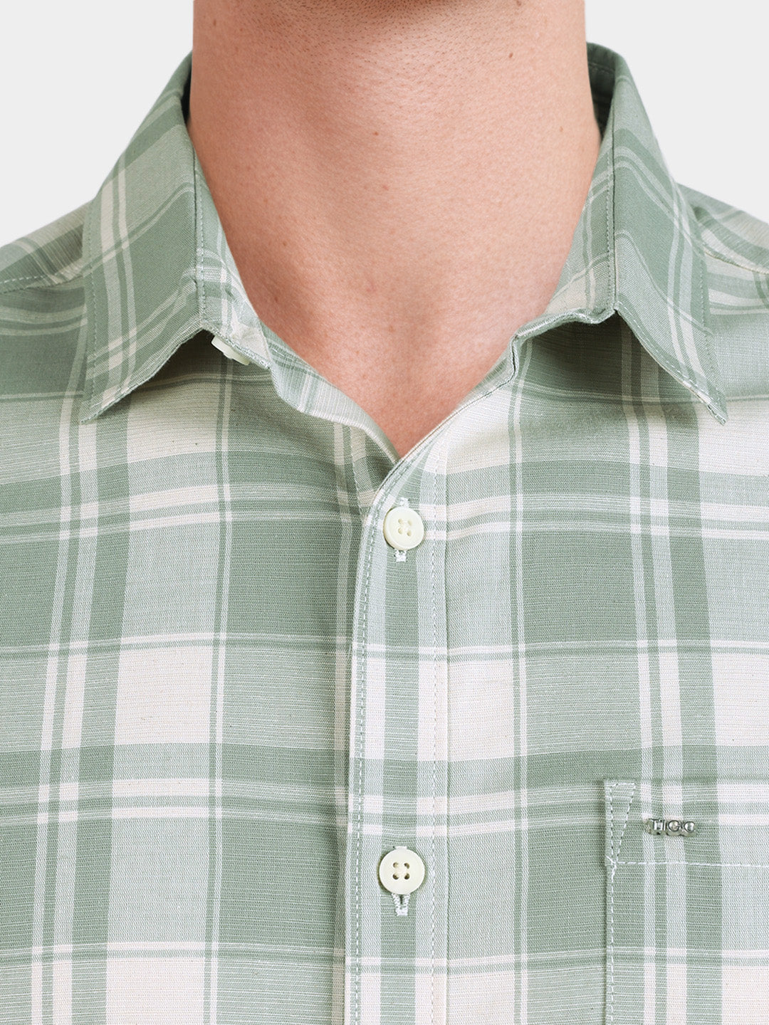 Men's Green Slim Fit Checkered Casual Shirt