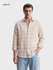 Men's Khaki Slim Fit Checkered Casual Shirt