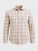 Men's Khaki Slim Fit Checkered Casual Shirt