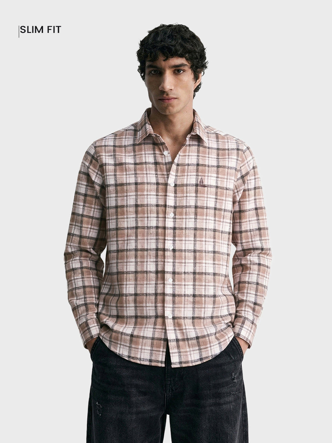 Men's Purple Slim Fit Checkered Casual Shirt