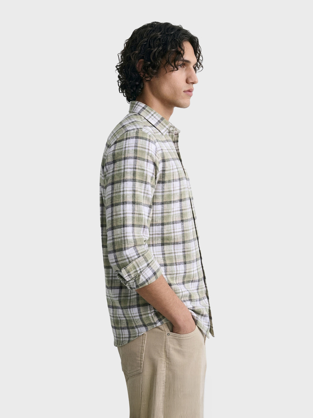 Men's Green Slim Fit Checkered Casual Shirt