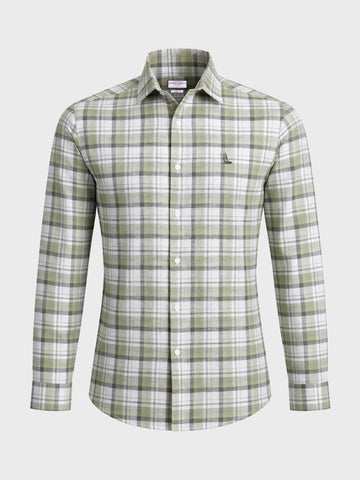 Men's Green Slim Fit Checkered Casual Shirt