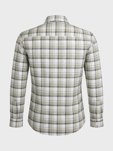 Men's Green Slim Fit Checkered Casual Shirt