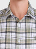Men's Green Slim Fit Checkered Casual Shirt