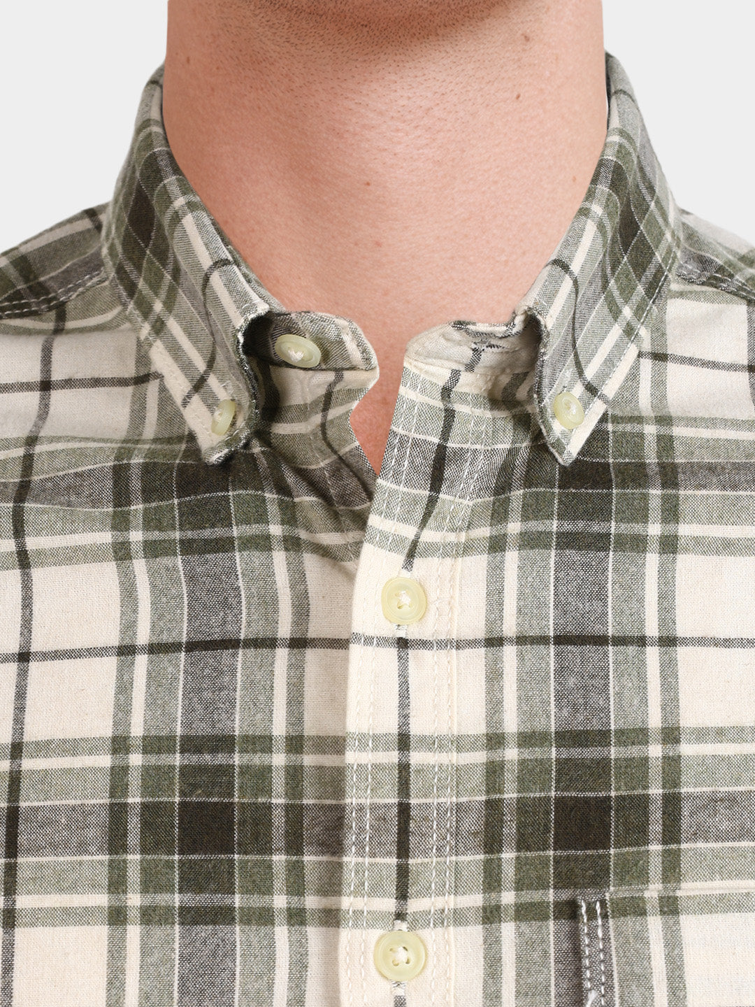 Men's Green Slim Fit Checkered Casual Shirt