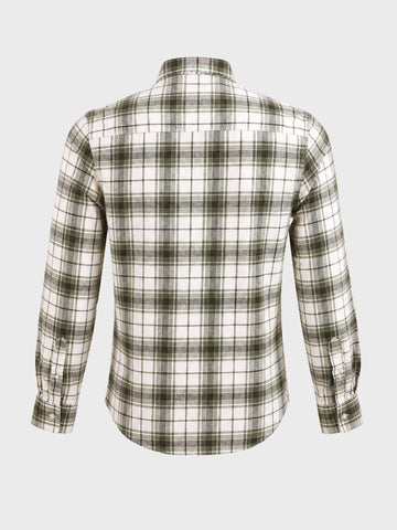 Men's Green Slim Fit Checkered Casual Shirt