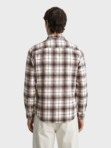 Men's Brown Slim Fit Checkered Casual Shirt