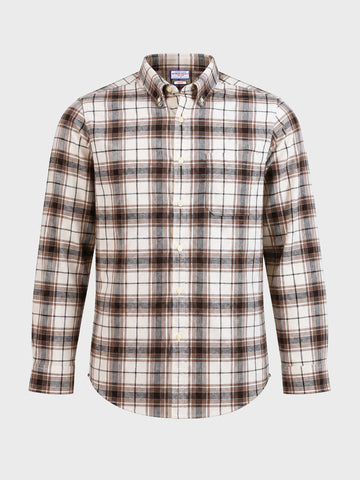 Men's Brown Slim Fit Checkered Casual Shirt
