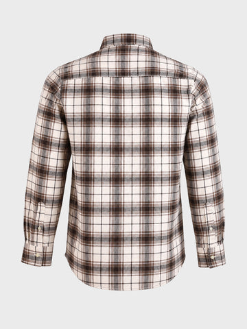 Men's Brown Slim Fit Checkered Casual Shirt