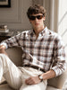 Men's Brown Slim Fit Checkered Casual Shirt