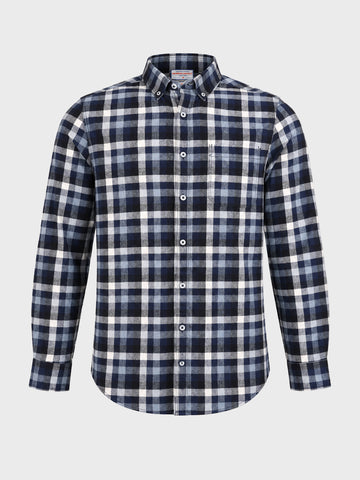 Men's Navy Blue Slim Fit Checkered Casual Shirt